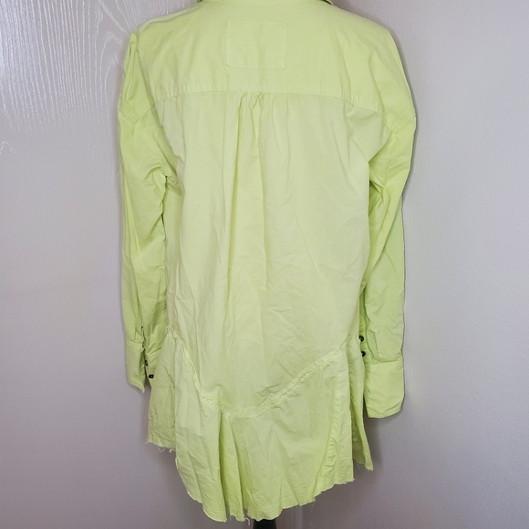 We The Free By Free People Freya Poplin Tunic Top in Pale Neon Green Size Small - Picture 3 of 10
